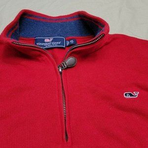 Vineyard Vines Red Quarter Zip Sweater